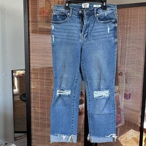 Kensie Blue Cropped Distressed Jeans